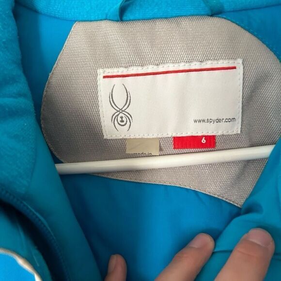 Spyder Colorblock Full Zip Amp Insulated Hooded Ski Jacket Blue White Size 6 - Picture 5 of 12
